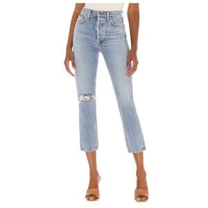 Agolde Riley High Rise Straight Crop Light Blue Wash Women 29